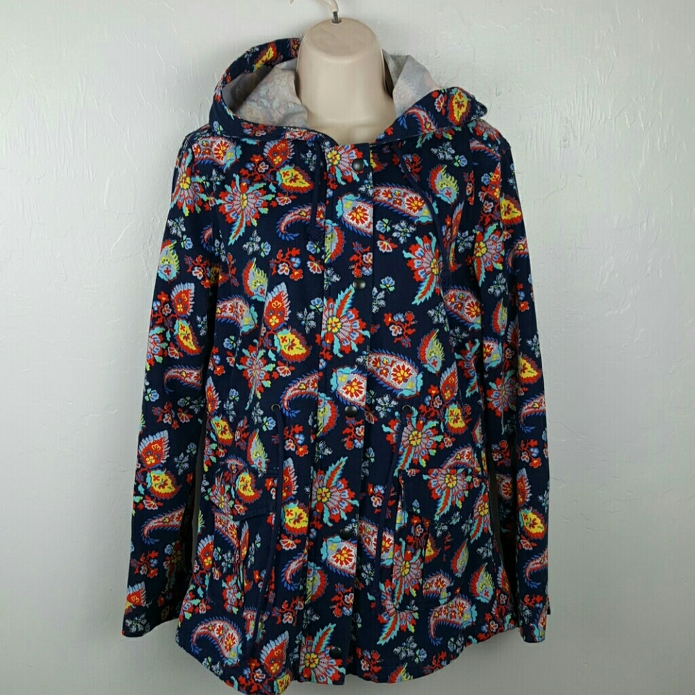 Levis Hoodie Jacket M Floral Denim Full Zipper Women